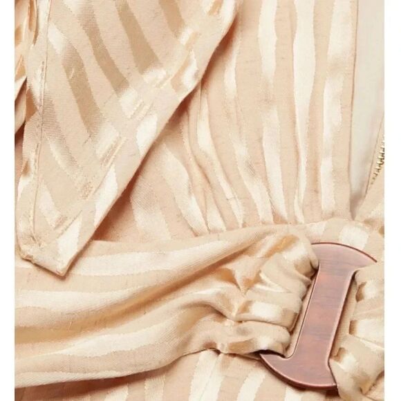 NWT womens AZULU golden stripes lesedi midi v neck ring ruffle dress size 2 - Picture 4 of 14